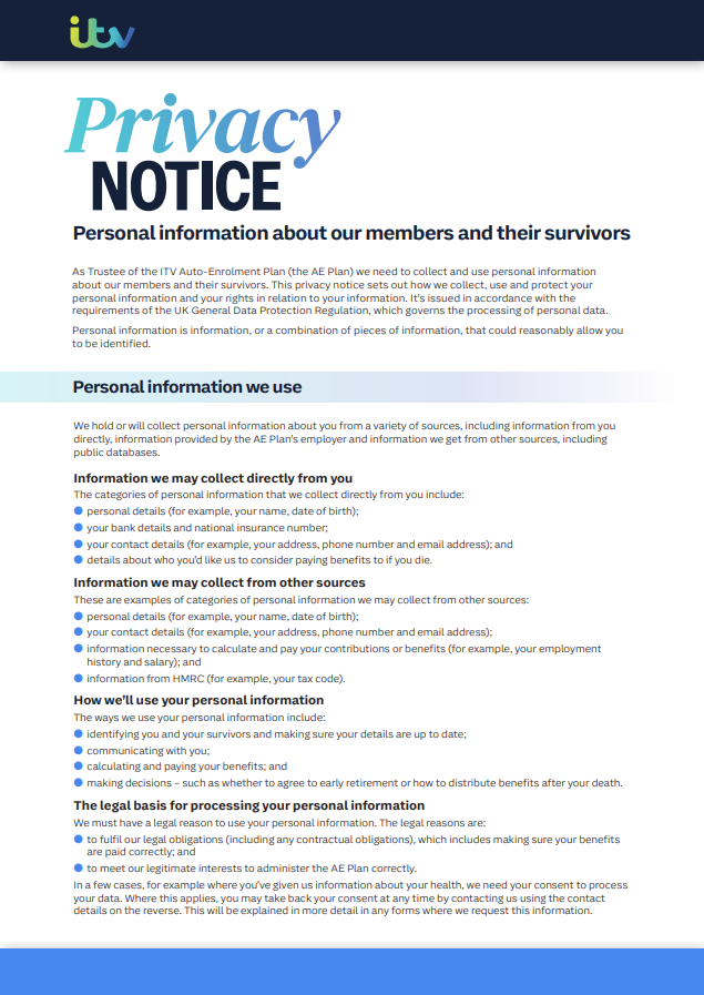 ITV AE Privacy Notice