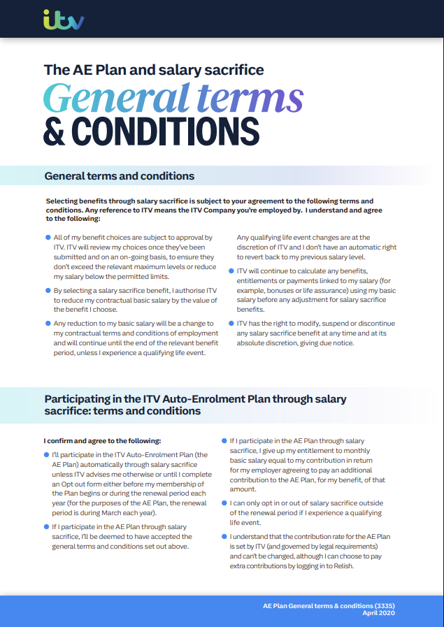 ITV AE Terms And Conditions